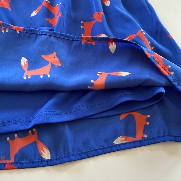 ModCloth-Peach Love-Fox Dress-Blue-Orange- A Line-Whimsical-Size M - Picture 6 of 12